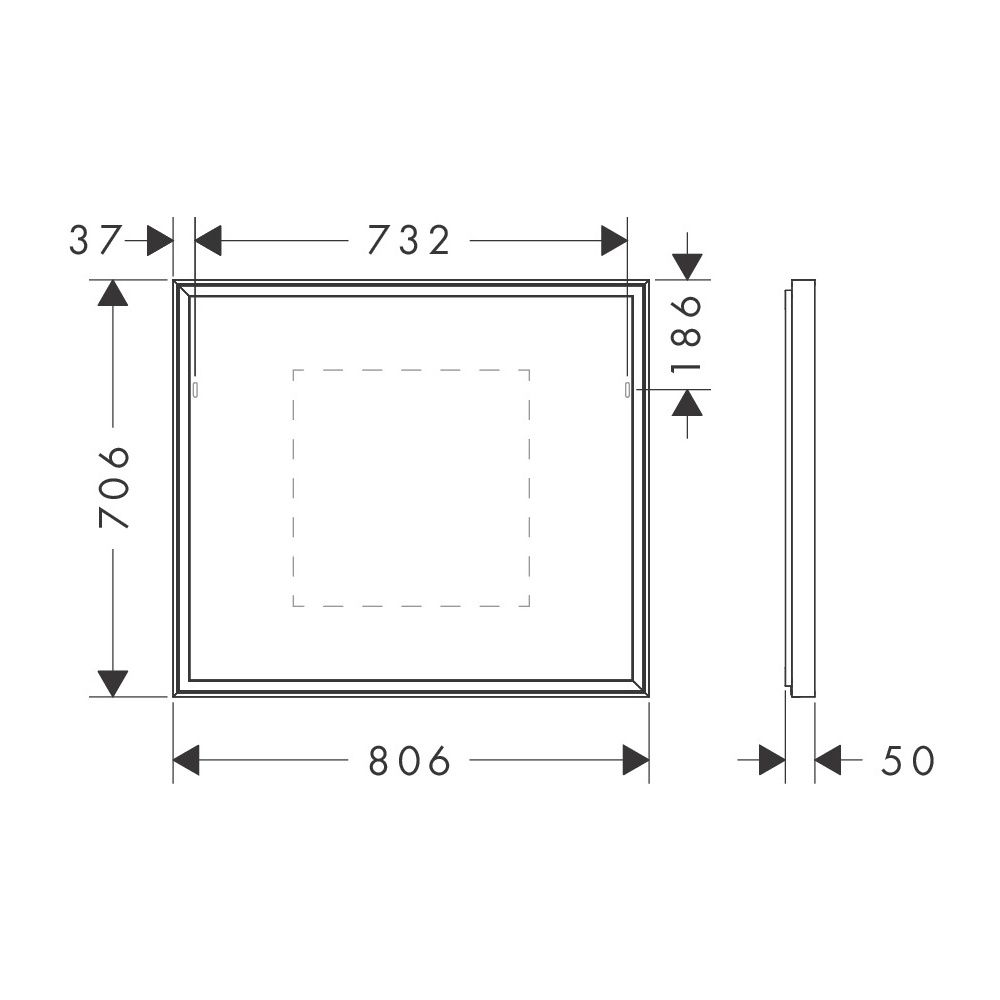 hansgrohe Xarita E Spiegel mit LED-Beleuchtung 800x700x50mm Infrarot Sensor, Mattwe... HANSGROHE-54996700 4059625463727 (Abb. 2)
