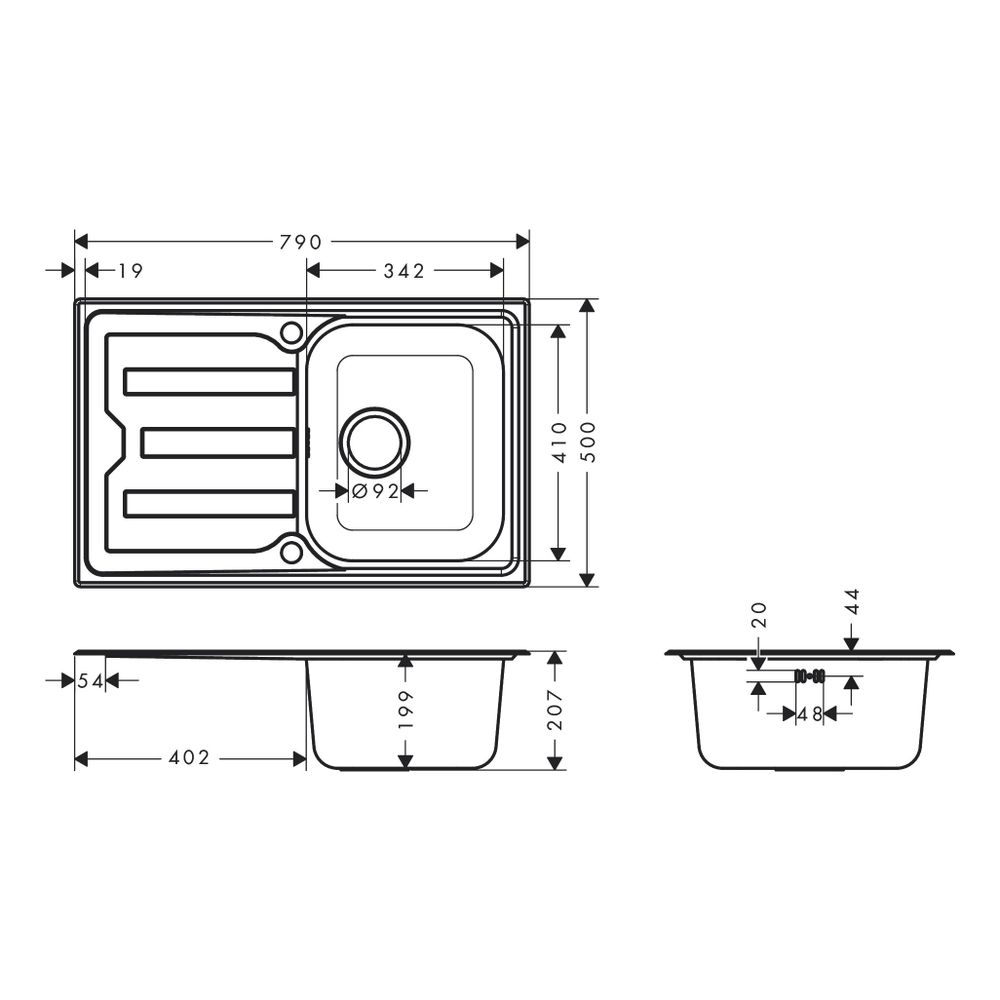 hansgrohe Einbauspüle S44 S440-A342 79342 mit Abtropffläche kurz, automatischer Gar... HANSGROHE-43364800 4059625514412 (Abb. 3)