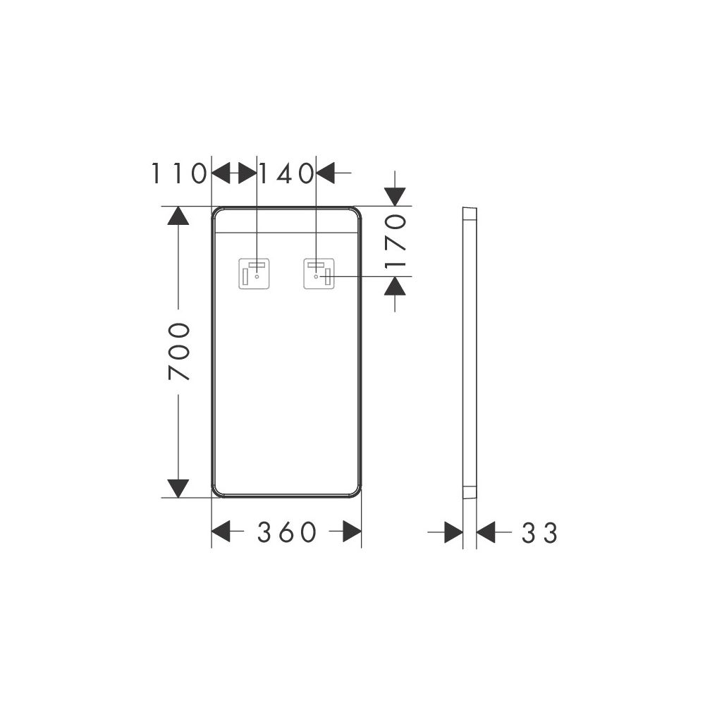 Hansgrohe Xarita Lite Q Spiegel, horizontaler LED-Beleuchtung 360x30mm, für Wandsch... HANSGROHE-54955700 4059625535547 (Abb. 3)