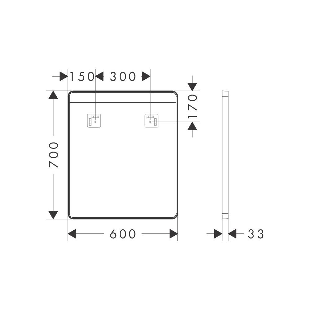 Hansgrohe Xarita Lite Q Spiegel, horizontaler LED-Beleuchtung 600x30mm, für Wandsch... HANSGROHE-54957670 4059625535592 (Abb. 3)