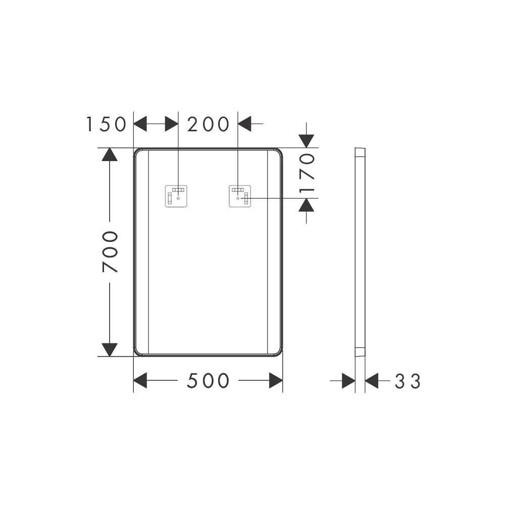 Hansgrohe Xarita Lite Q Spiegel, seitlicher LED-Beleuchtung 500x30mm, für Wandschal... HANSGROHE-54961670 4059625535677 (Abb. 2)