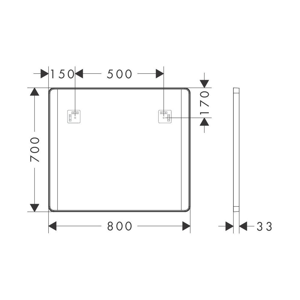 Hansgrohe Xarita Lite Q Spiegel, seitlicher LED-Beleuchtung 800x30mm, für Wandschal... HANSGROHE-54963700 4059625535707 (Abb. 2)