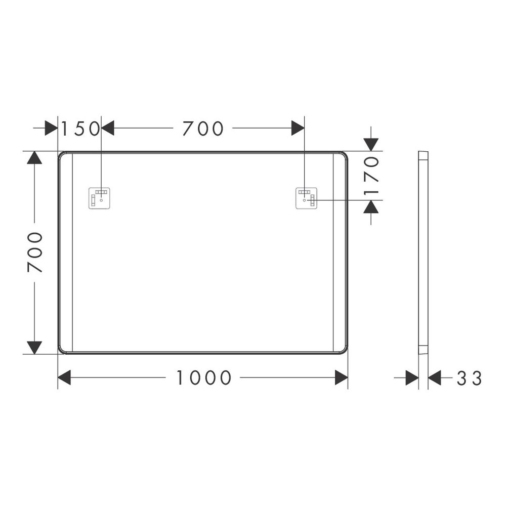 Hansgrohe Xarita Lite Q Spiegel, seitlicher LED-Beleuchtung 1000x30mm, für Wandscha... HANSGROHE-54964670 4059625535738 (Abb. 3)