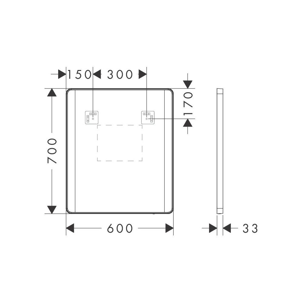 hansgrohe Xarita Lite Q Spiegel, Mattschwarz, mit seitlicher LED-Beleuchtung 600x70... HANSGROHE-54975670 4059625535950 (Abb. 2)
