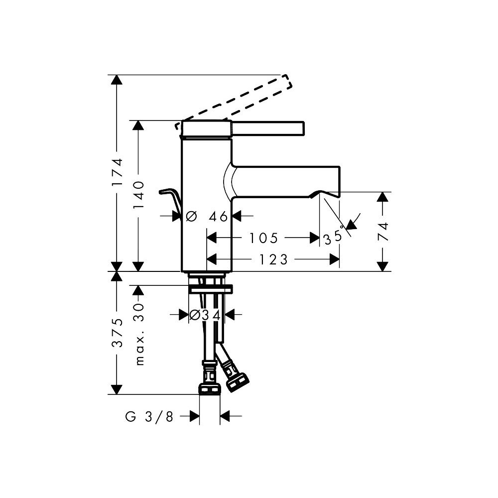 Hansgrohe Zesis S Einhebel-Waschtischmischer 70mm, DN 15, CoolStart, mit Zugstangen... HANSGROHE-74710000 4059625563137 (Abb. 4)