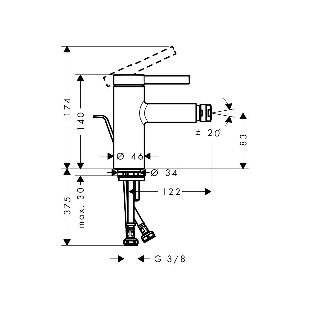 Hansgrohe Zesis S Einhebel-Bidetmischer mit Zugstangen-Ablaufgarnitur, Mattschwarz... HANSGROHE-74200670 4059625563311 (Abb. 3)