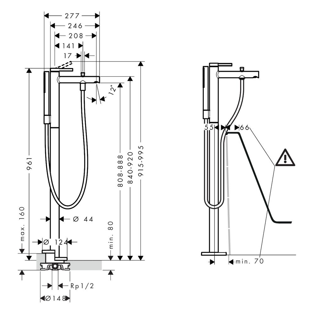 Hansgrohe Zesis S Wannenmischer bodenstehend Einhebel, 2 Verbraucher, Chrom... HANSGROHE-74445000 4059625557808 (Abb. 3)