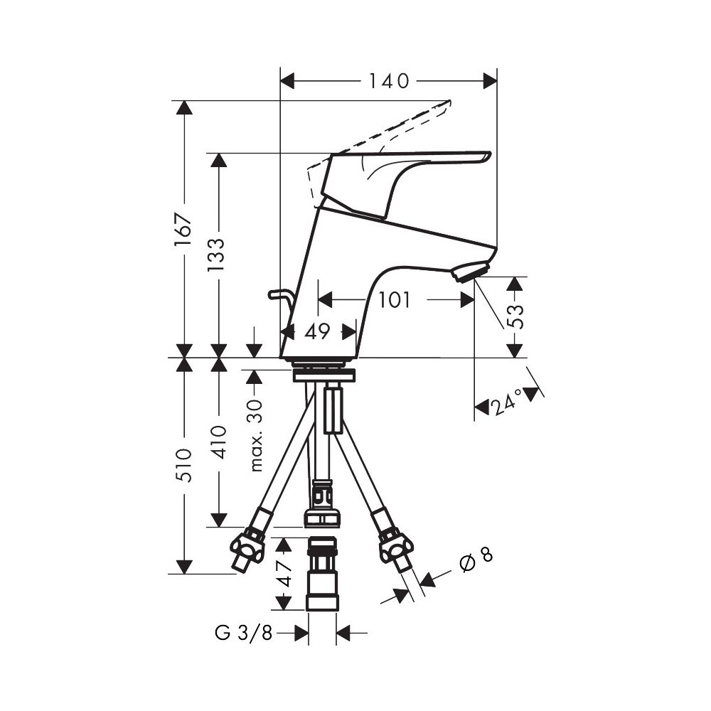 hansgrohe Focus Einhebel-Waschtischmischer 70mm, Chrom für Niederdruck/offene Warmw... HANSGROHE-31132000 4011097678030 (Abb. 4)