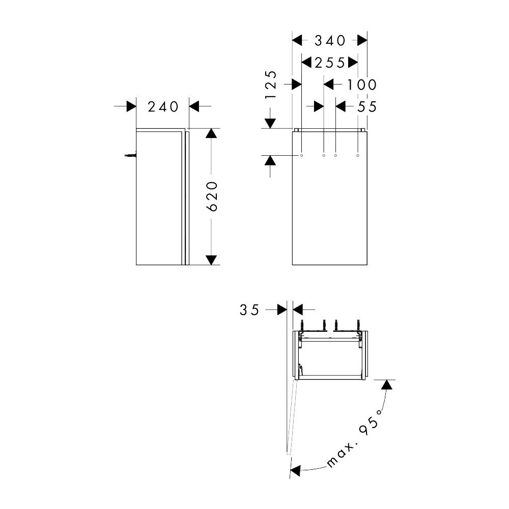 Hansgrohe Xilesa E Waschtischunterschrank 340x240mm, für Handwaschbecken, Türanschl... HANSGROHE-54243700 4059625546147 (Abb. 3)