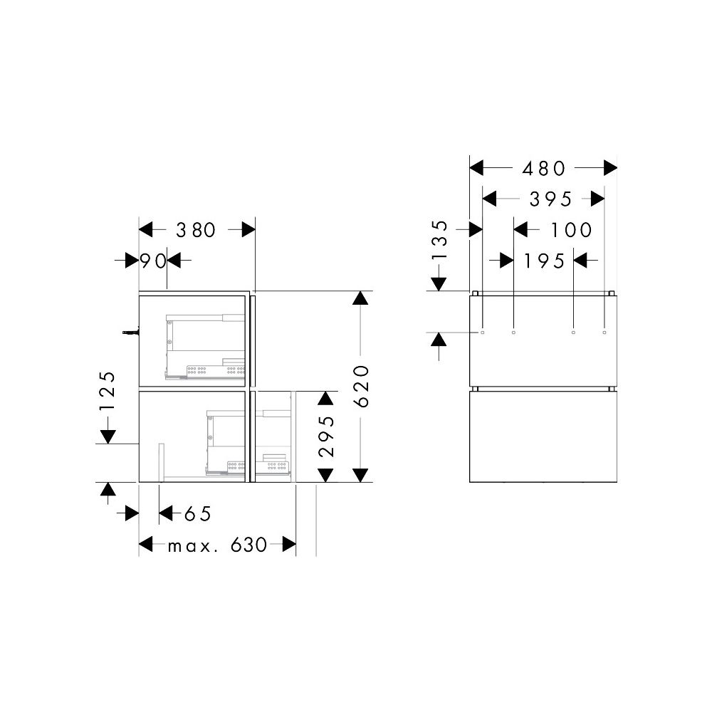 Hansgrohe Xilesa E Waschtischunterschrank 480x380mm, 2 SK für Handwaschbecken, Schi... HANSGROHE-54248760 4059625546338 (Abb. 2)