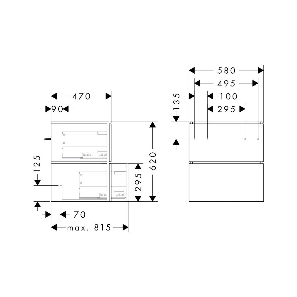 Hansgrohe Xilesa E Waschtischunterschrank 580x470mm, 2 SK PushOpen für Waschtisch, ... HANSGROHE-54293700 4059625579206 (Abb. 3)