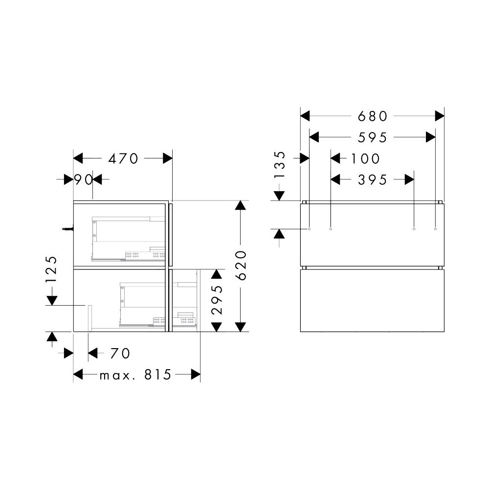 Hansgrohe Xilesa E Waschtischunterschrank 680x470mm, 2 SK für Waschtisch, Eiche Kas... HANSGROHE-54258550 4059625546758 (Abb. 2)
