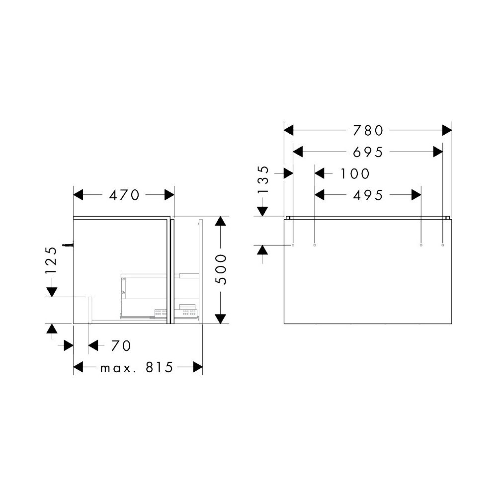 Hansgrohe Xilesa E Waschtischunterschrank 780x470mm, 1 Schubkasten für Waschtisch, ... HANSGROHE-54259550 4059625546710 (Abb. 2)