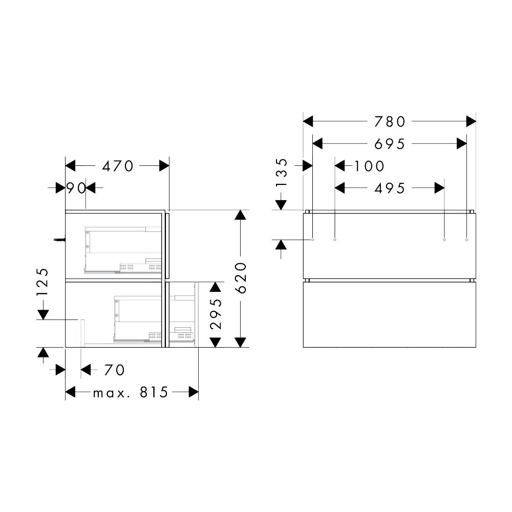 Hansgrohe Xilesa E Waschtischunterschrank 780x470mm, 2 SK für Waschtisch, Eiche Kas... HANSGROHE-54260550 4059625546673 (Abb. 2)