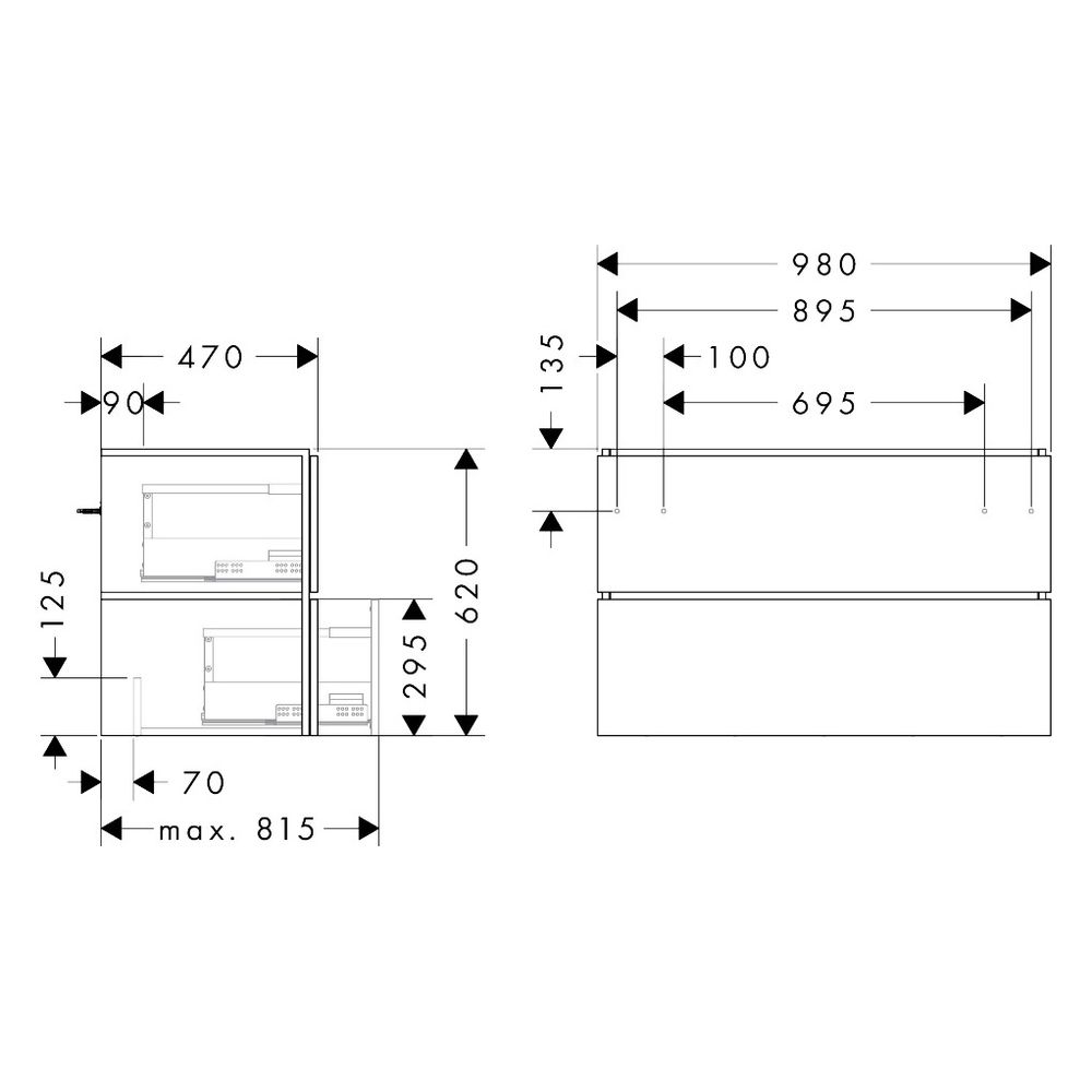 Hansgrohe Xilesa E Waschtischunterschrank 980x470mm, 2 SK für Waschtisch, Eiche Kas... HANSGROHE-54262550 4059625546598 (Abb. 2)