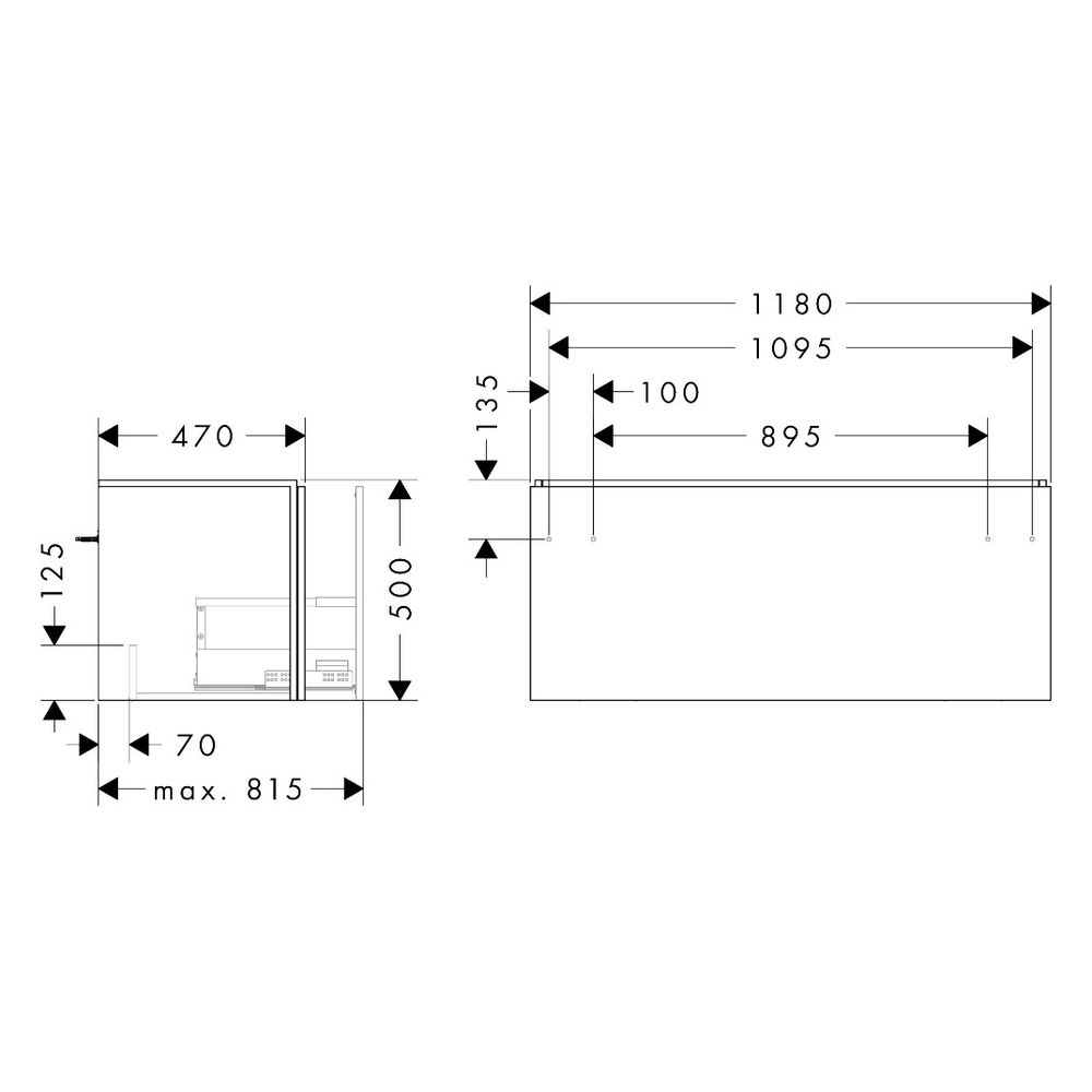 Hansgrohe Xilesa E Waschtischunterschrank 1180x470mm, 1 Schubkasten für Waschtisch,... HANSGROHE-54263760 4059625546932 (Abb. 2)