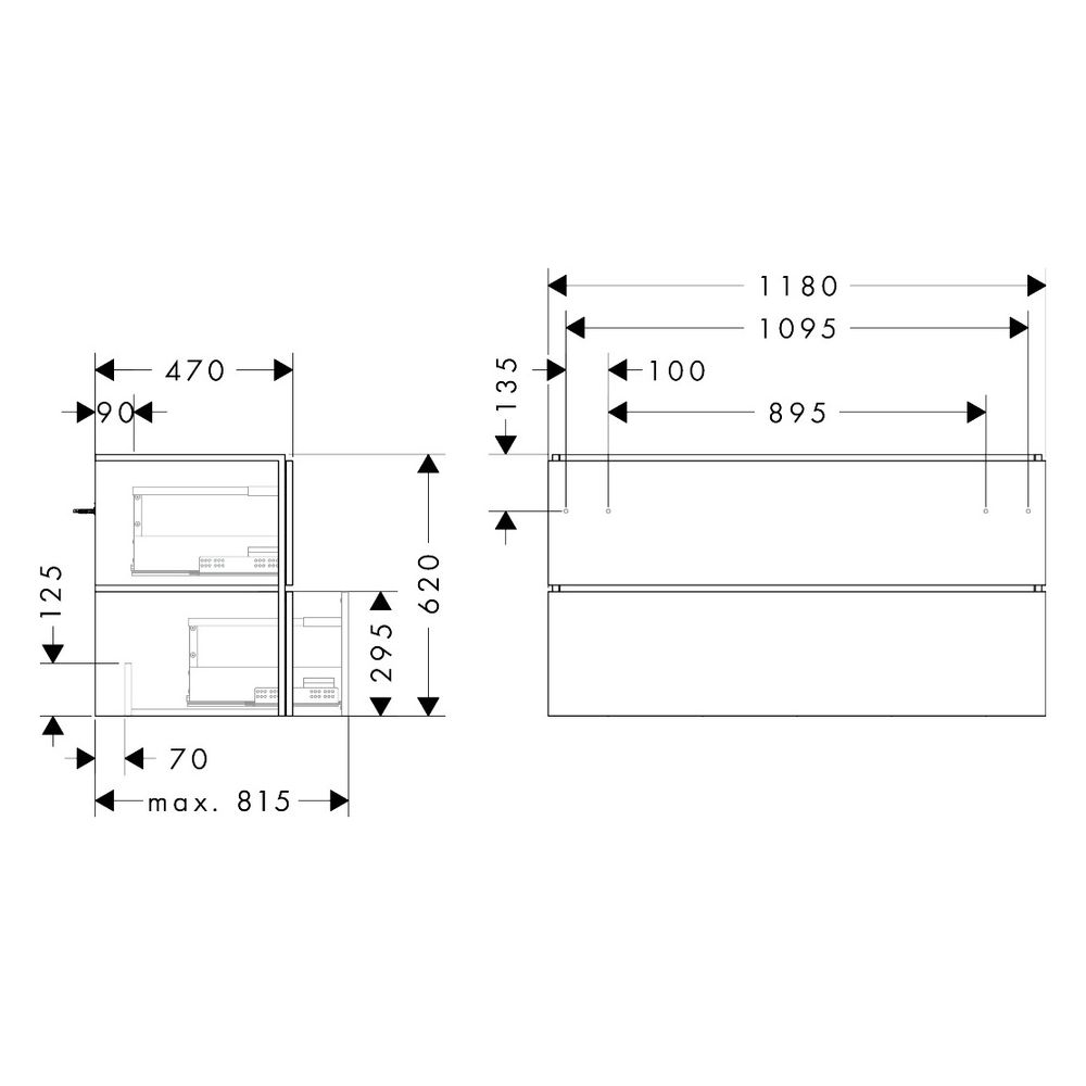 Hansgrohe Xilesa E Waschtischunterschrank 1180x470mm, 2 SK PushOpen für Waschtisch,... HANSGROHE-54298780 4059625556467 (Abb. 2)