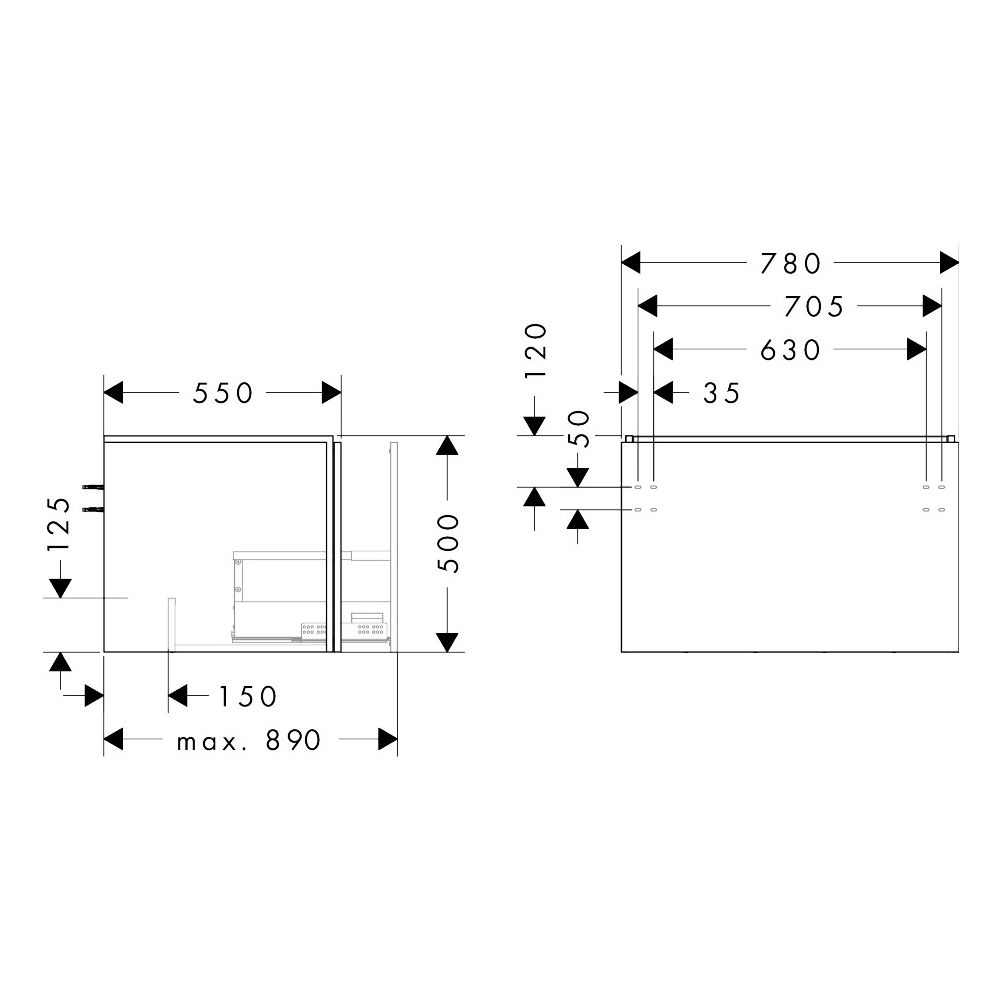 Hansgrohe Xilesa E Waschtischunterschrank 780x550mm, 1 Schubkasten für Konsole, Aus... HANSGROHE-54265700 4059625546864 (Abb. 2)