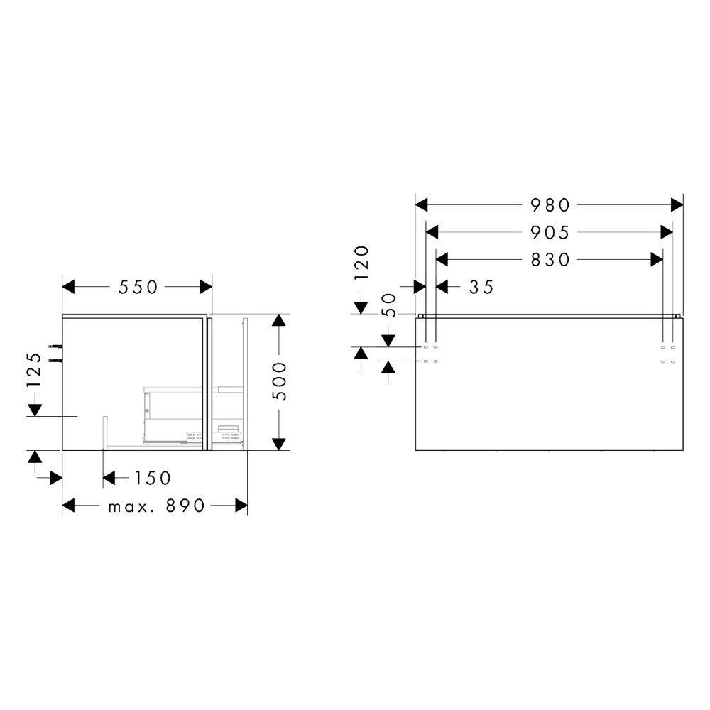 Hansgrohe Xilesa E Waschtischunterschrank 980x550mm, 1 Schubkasten für Konsole, Aus... HANSGROHE-54266760 4059625546819 (Abb. 2)