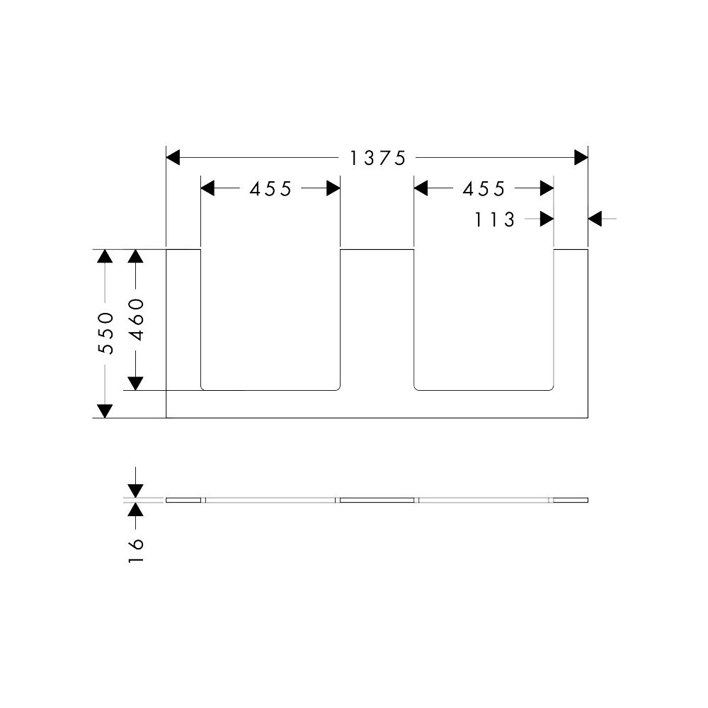 Hansgrohe Xilesa E Konsole 1375x550mm, 2 Ausschnitte für Aufsatzwaschtisch geschlif... HANSGROHE-54274780 4059625546963 (Abb. 2)