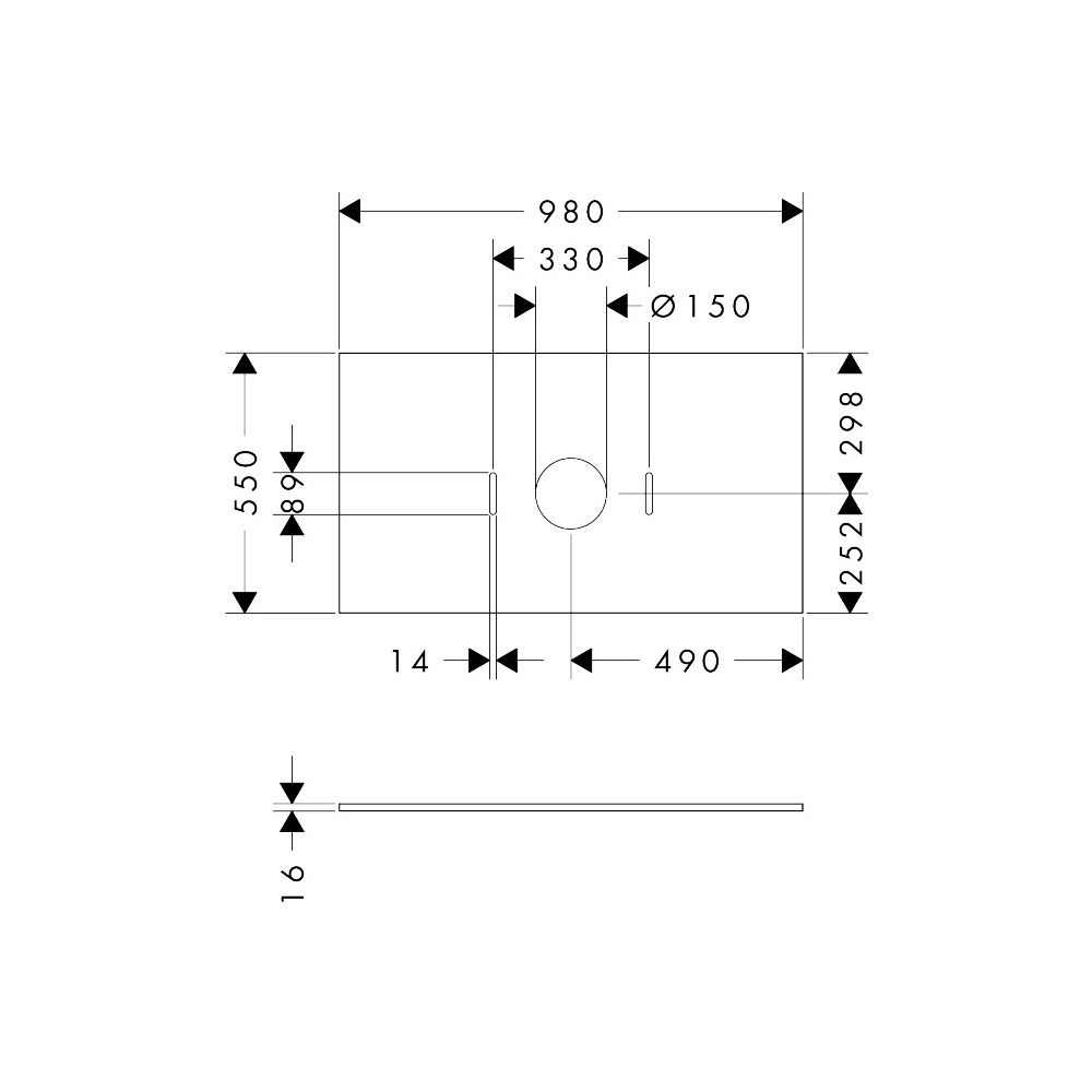 Hansgrohe Xilesa E Konsole 980x550mm, Ausschnitt mittig für Aufsatzwaschtisch ohne ... HANSGROHE-54276780 4059625547243 (Abb. 2)