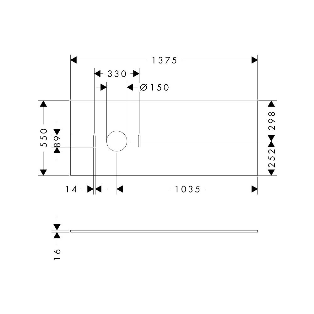 Hansgrohe Xilesa E Konsole 1375x550mm, Ausschnitt links für Aufsatzwaschtisch ohne ... HANSGROHE-54278700 4059625547212 (Abb. 2)