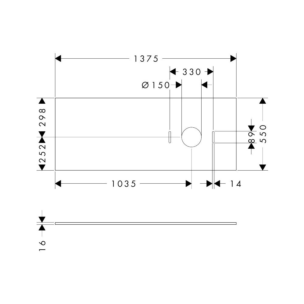 Hansgrohe Xilesa E Konsole 1375x550mm, Ausschnitt rechts für Aufsatzwaschtisch ohne... HANSGROHE-54279760 4059625547465 (Abb. 2)