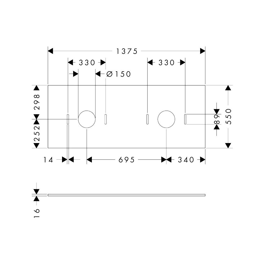 Hansgrohe Xilesa E Konsole 1375x550mm, 2 Ausschnitte für Aufsatzwaschtisch ohne Hah... HANSGROHE-54280550 4059625547458 (Abb. 2)