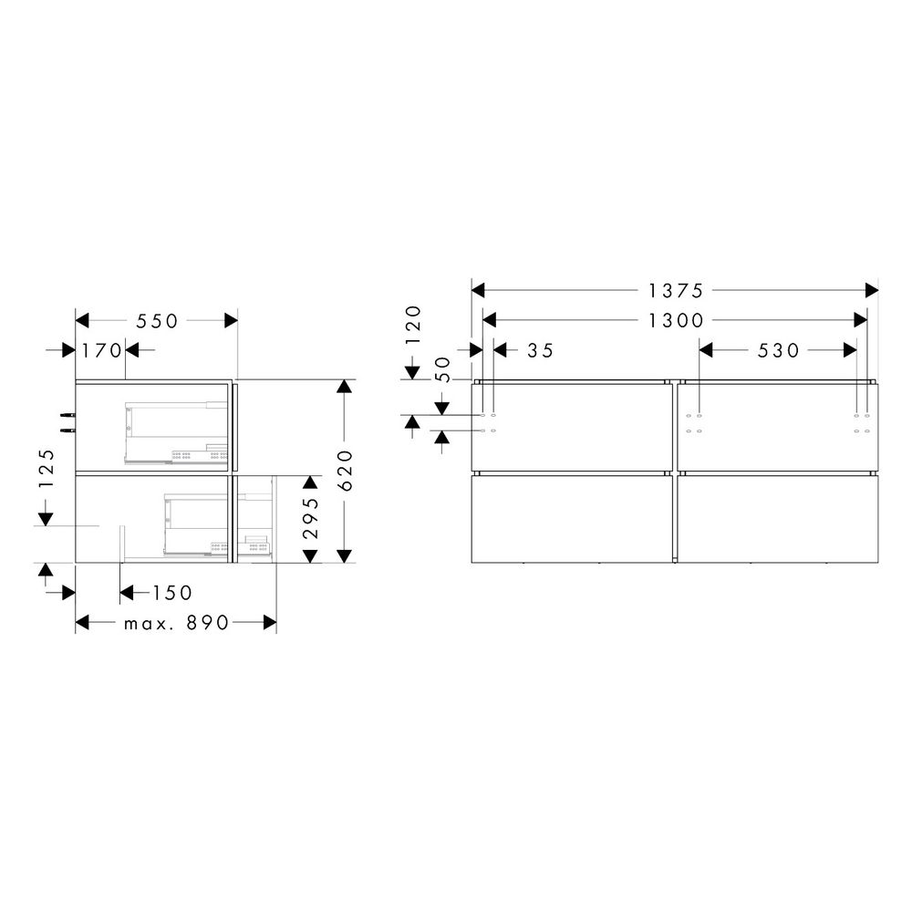 Hansgrohe Xilesa E Waschtischunterschrank 1375x550mm, 4 SK PushOpen für Konsole, Ma... HANSGROHE-54306700 4059625556795 (Abb. 2)