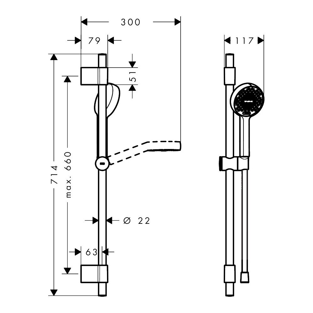 Hansgrohe Activera Select S Brauseset, 2jet EcoSmart, Handbrause 95mm, Brausestange... HANSGROHE-28048000 4059625602782 (Abb. 4)