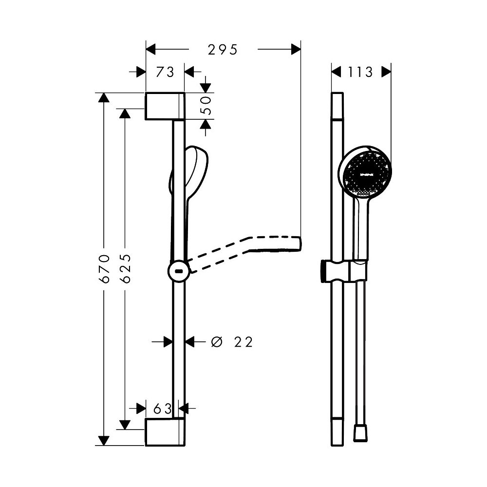 Hansgrohe Activera S Brauseset, EcoSmart, Handbrause, Brausestange 669mm, Chrom... HANSGROHE-28041000 4059625603086 (Abb. 5)