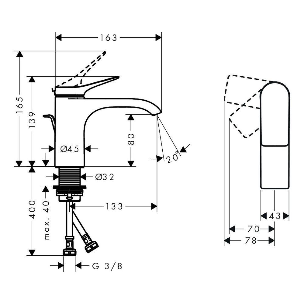 hansgrohe Vivenis Einhebel-Waschtischmischer 80mm 5l/min CoolStart Chrom mit Zugsta... HANSGROHE-75014000 4059625555088 (Abb. 3)
