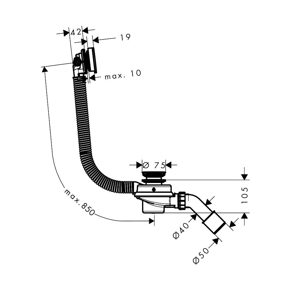 Hansgrohe AXOR Flexaplus Komplettset Ab-/Überlaufgarnitur für Badewanne, 36l/min, P... HANSGROHE-42541330 4059625748718 (Abb. 3)
