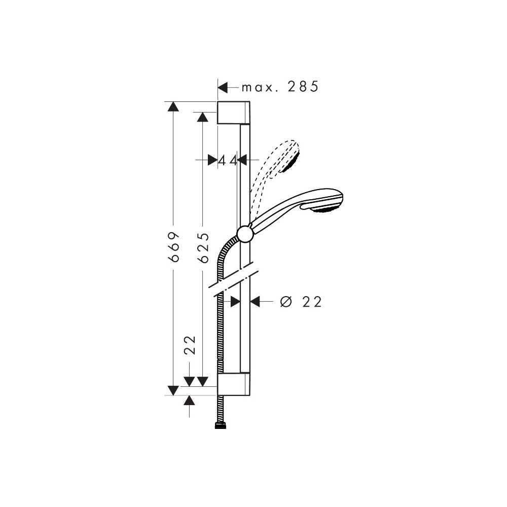 hansgrohe Crometta 85 Brauseset Mono mit Brausestange 650mm 16l/min Chrom... HANSGROHE-27728000 4011097664859 (Abb. 5)