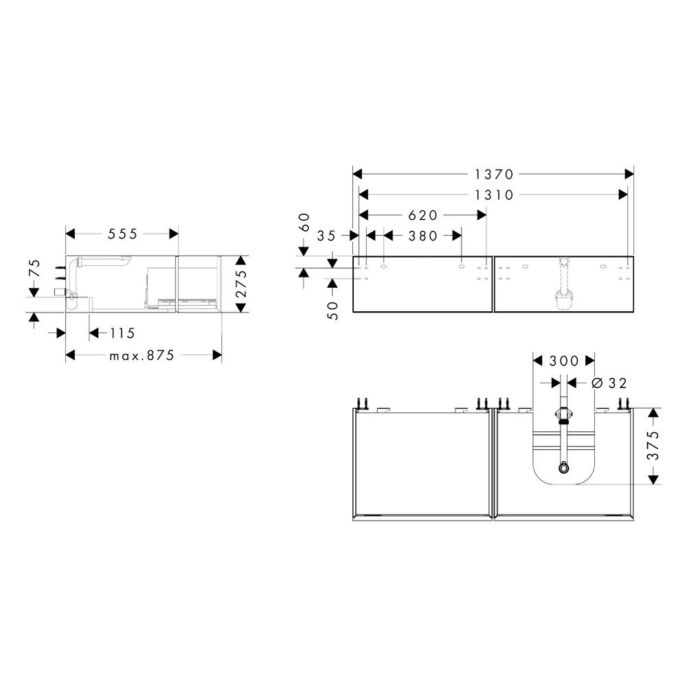 Hansgrohe Xevolos E Waschtischunterschrank Sandbeige Matt 1370x550mm, 2 SK für Kons... HANSGROHE-54323790 4059625635179 (Abb. 2)