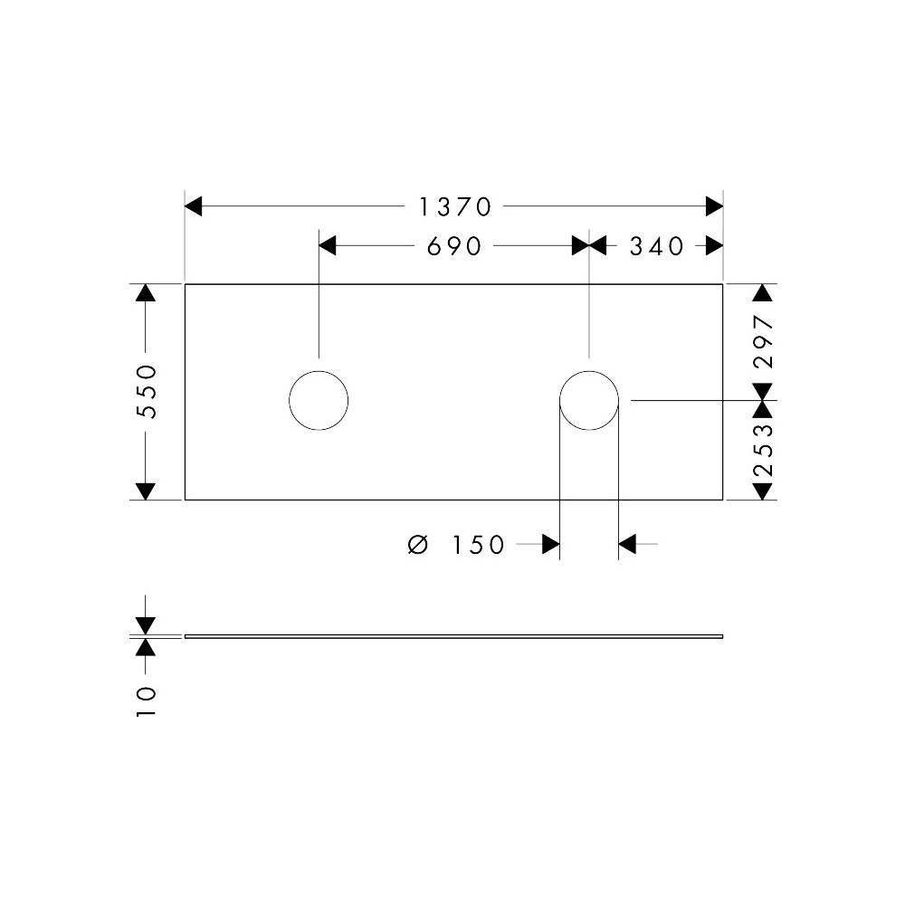Hansgrohe Xevolos E Konsole 1370x550mm, 2 Ausschnitte für Aufsatzwaschtisch ohne Ha... HANSGROHE-54332700 4059625635377 (Abb. 2)