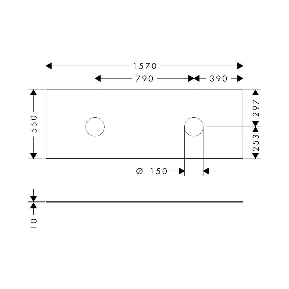 Hansgrohe Xevolos E Konsole 1570x550mm, 2 Ausschnitte für Aufsatzwaschtisch ohne Ha... HANSGROHE-54335780 4059625635476 (Abb. 2)