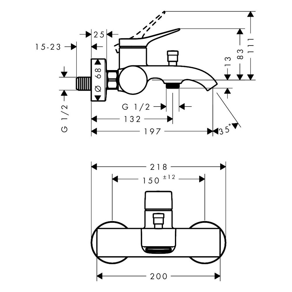 Hansgrohe Vivenis Einhebel-Wannenmischer Original Aufputz, 19,9l/min, Mattweiß... HANSGROHE-75423700 4059625694138 (Abb. 2)