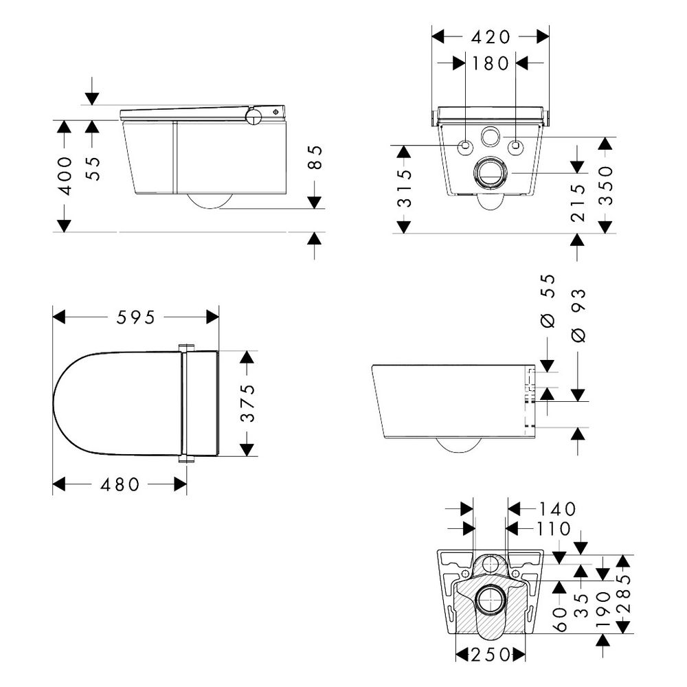 Hansgrohe LavaPura Element S Wand-Dusch-WC Set AquaHelix Flush, SmartClean, Hygiene... HANSGROHE-63021450 4059625686775 (Abb. 4)