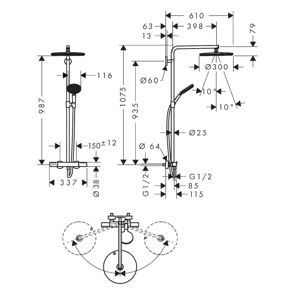 Hansgrohe Raindance Alive S Puro Showerpipe Duschsystem 300 1jet, Ecostat Element, ... HANSGROHE-24592000 4059625568613 (Abb. 4)
