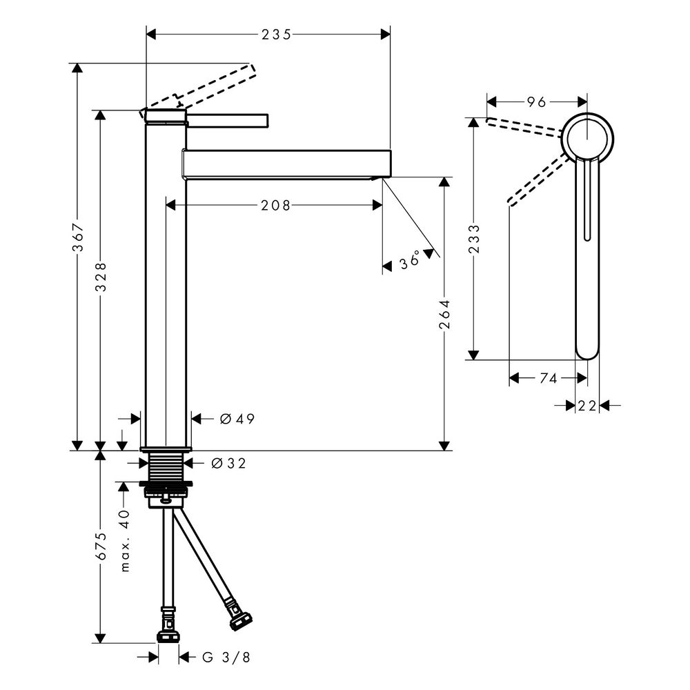 Hansgrohe Finoris Einhebel-Waschtischmischer 260mm, 5l/min, CoolStart für AWT, Push... HANSGROHE-76072670 4059625751725 (Abb. 4)
