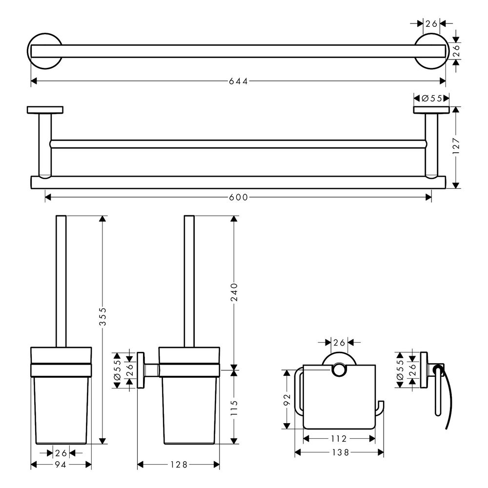 hansgrohe Logis Universal Bad-Accessoire Set 3-teilig, Chrom... HANSGROHE-41727000 4059625131374 (Abb. 3)