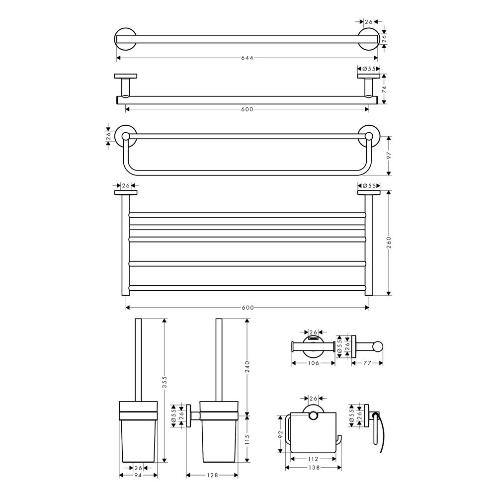 Hansgrohe Logis Universal Bad-Accessoire Set 5-teilig, Chrom... HANSGROHE-41728000 4059625131381 (Abb. 3)
