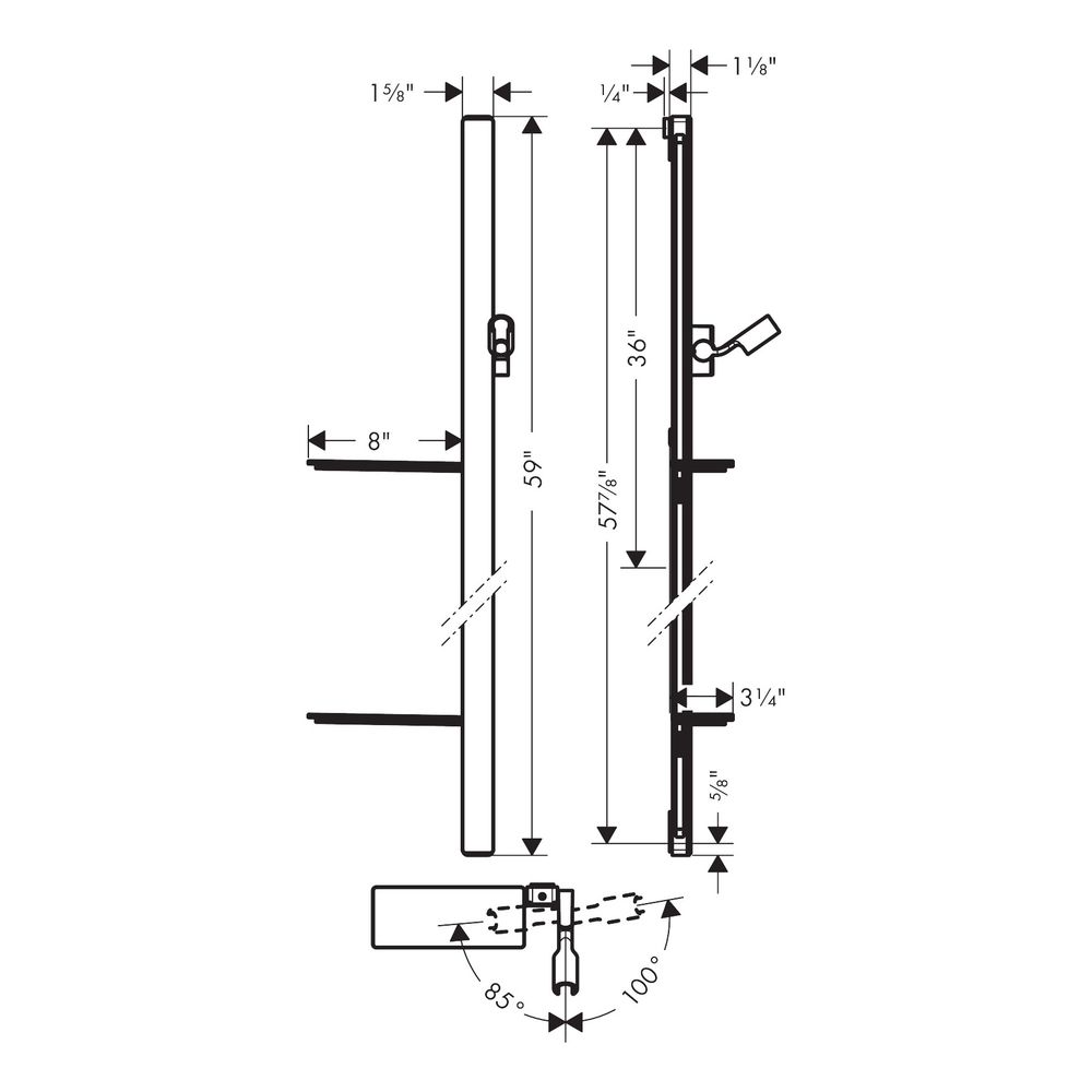 hansgrohe Unica Brausestange E 1500mm mit Isiflex Brauseschlauch 1,60m und Ablagen,... HANSGROHE-27645000 4011097857008 (Abb. 5)