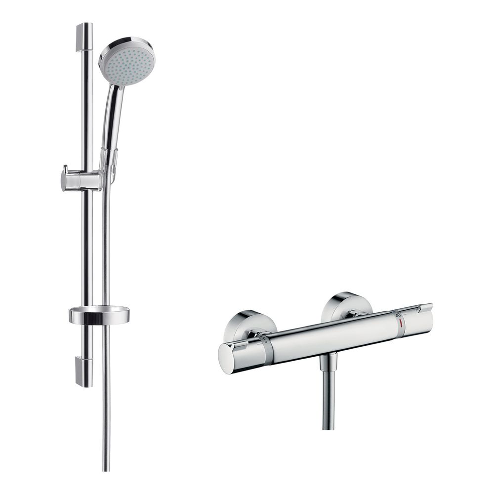 hansgrohe Croma 100 Brausesystem Aufputz Vario, 650mm Brausestange, Chrom, Ecostat ... HANSGROHE-27034000 4011097679679 (Abb. 1)