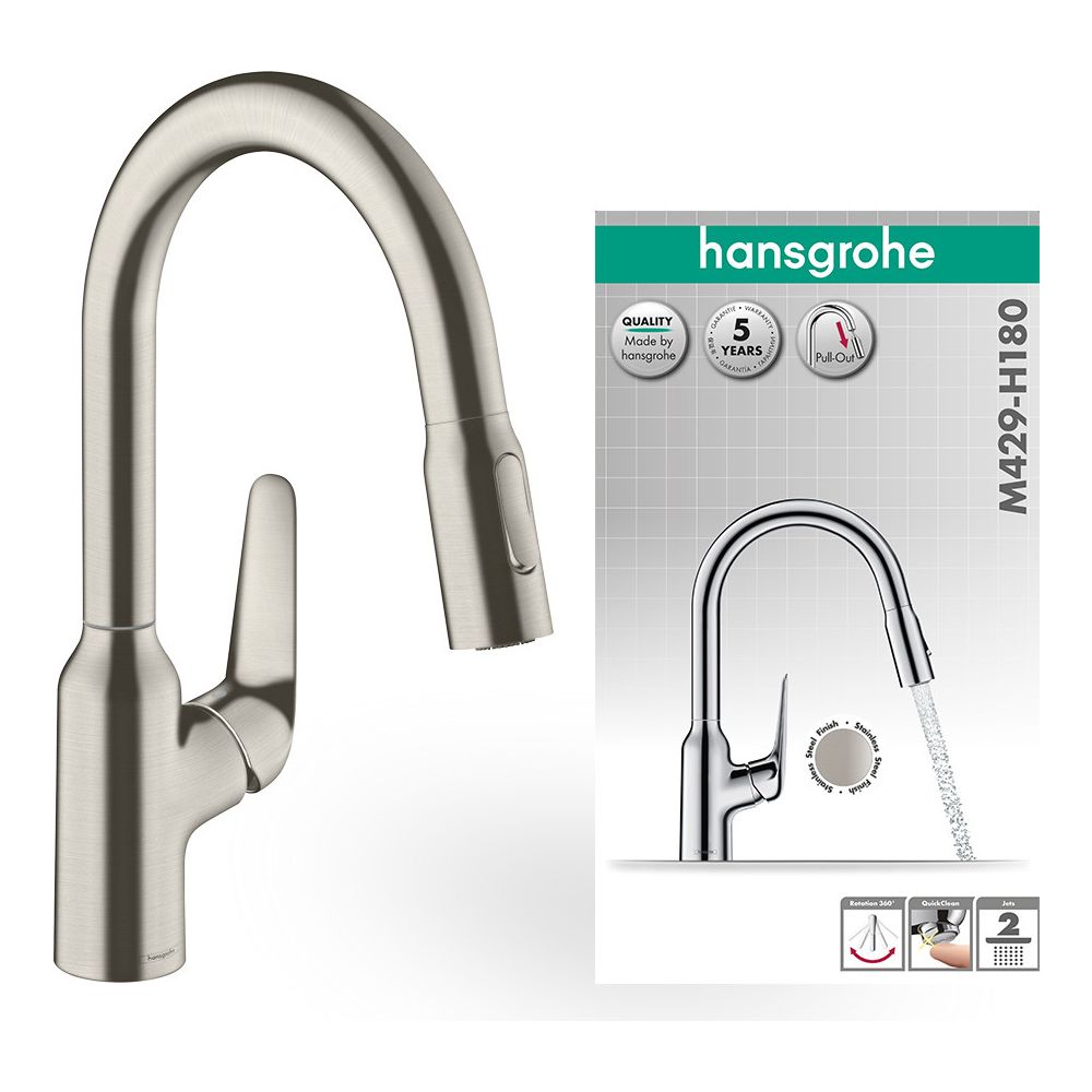 hansgrohe Focus M42 Einhebel-Küchenmischer 180mm 8l/min 2jet, Edelstahl Finish, Aus... HANSGROHE-71801800 4059625085097 (Abb. 3)