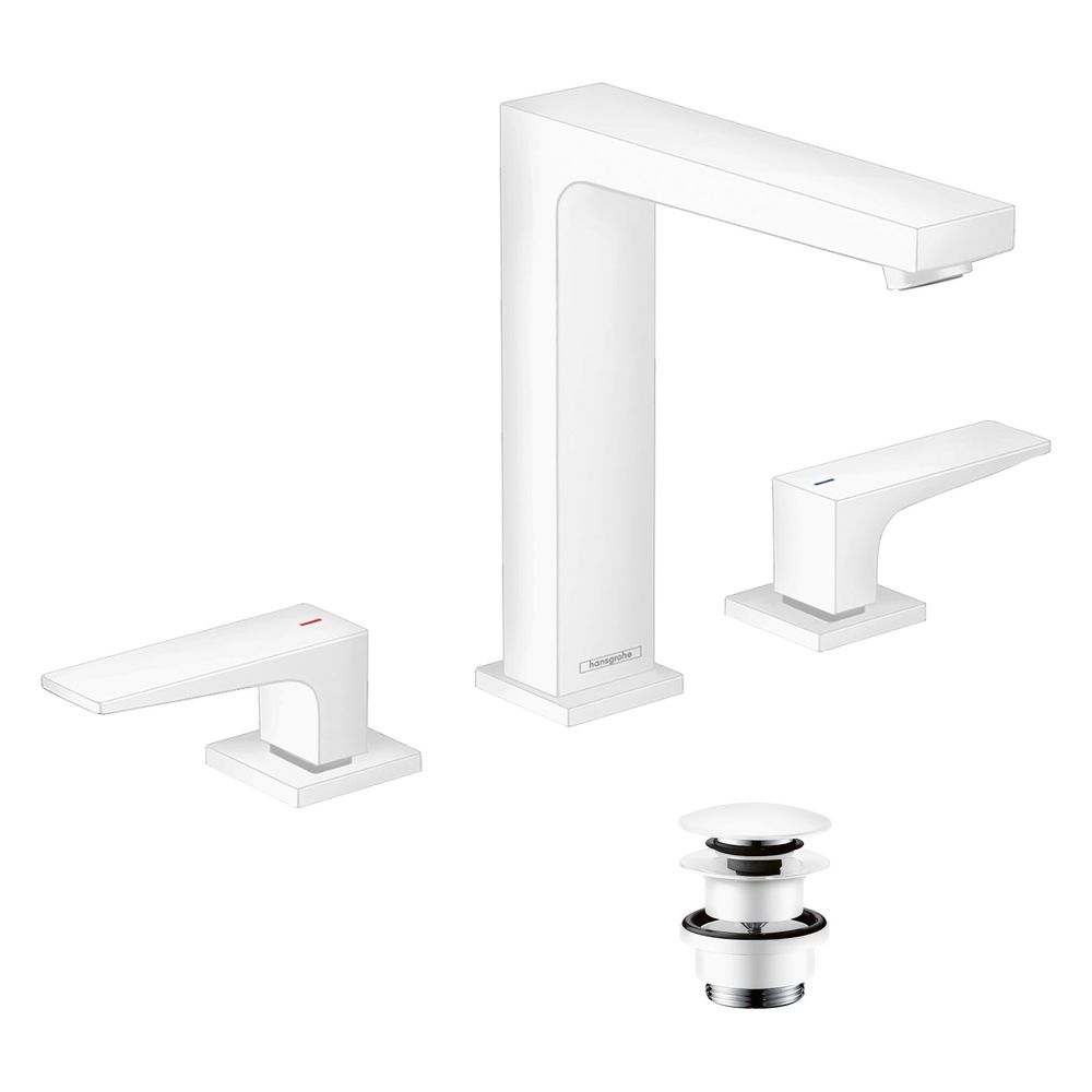 hansgrohe Metropol 3-Loch Waschtischarmatur 160, Mattweiß mit Hebelgriffen, Push-Op... HANSGROHE-32515700 4059625231531 (Abb. 2)