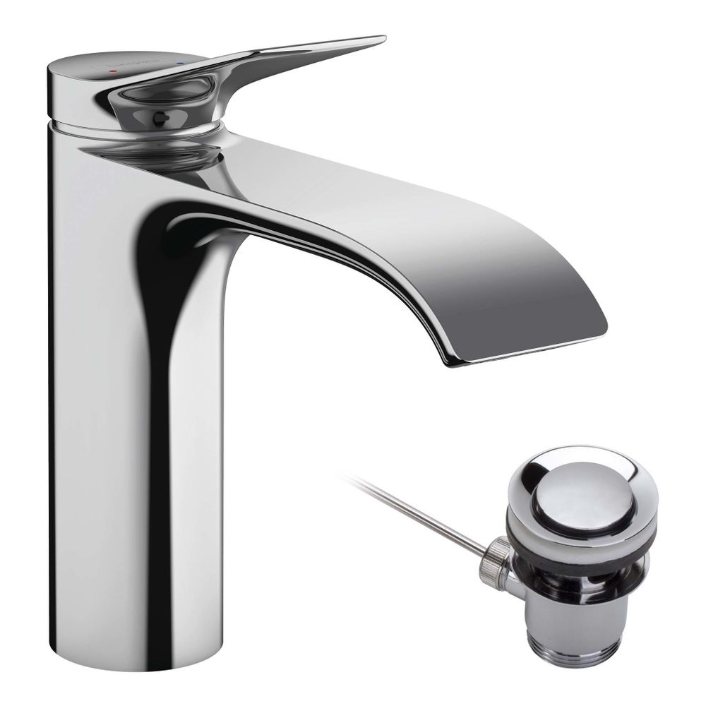 hansgrohe Vivenis Einhebel-Waschtischmischer 110mm 5l/min Chrom mit Zugstangen-Garn... HANSGROHE-75020000 4059625334980 (Abb. 2)