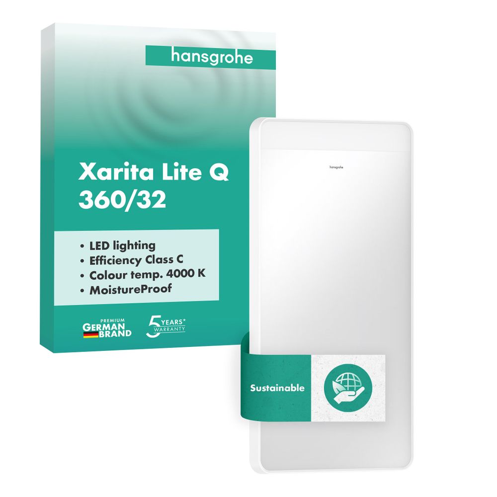 Hansgrohe Xarita Lite Q Spiegel, horizontaler LED-Beleuchtung 360x30mm, für Wandsch... HANSGROHE-54955700 4059625535547 (Abb. 2)