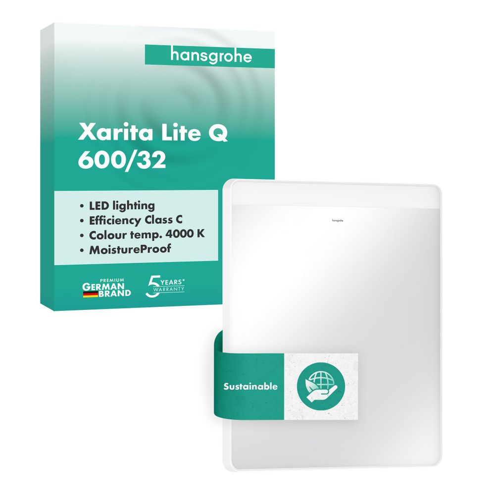Hansgrohe Xarita Lite Q Spiegel, horizontaler LED-Beleuchtung 600x30mm, für Wandsch... HANSGROHE-54957700 4059625535585 (Abb. 2)